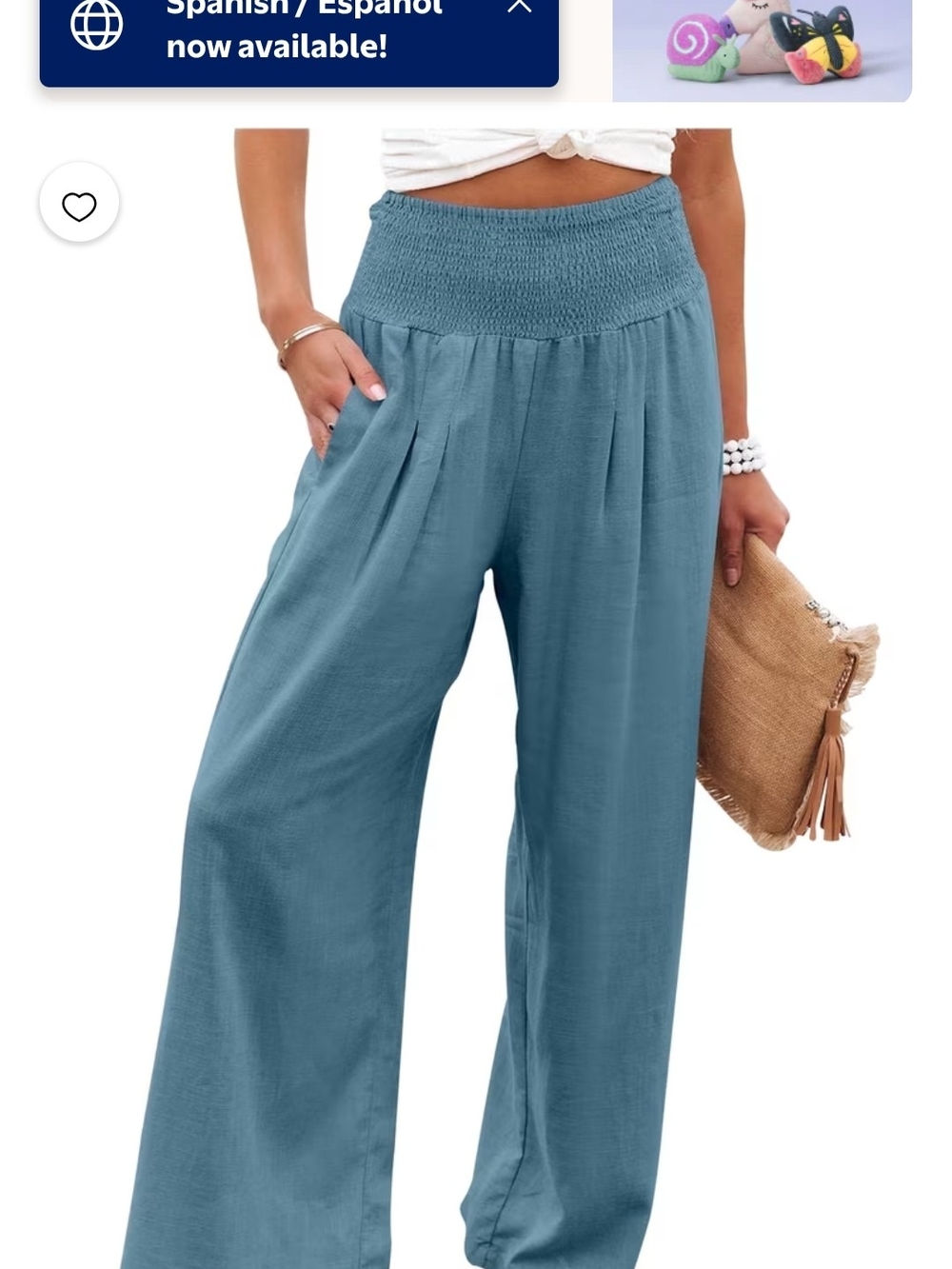 High-Waist Wide Leg Women's Pants in Dusty Blue